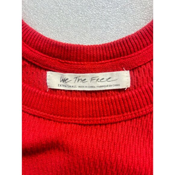 Free People Womens Red Color Block Striped Long Sleeve Jewel Neck Sweater Size X - Picture 8 of 8